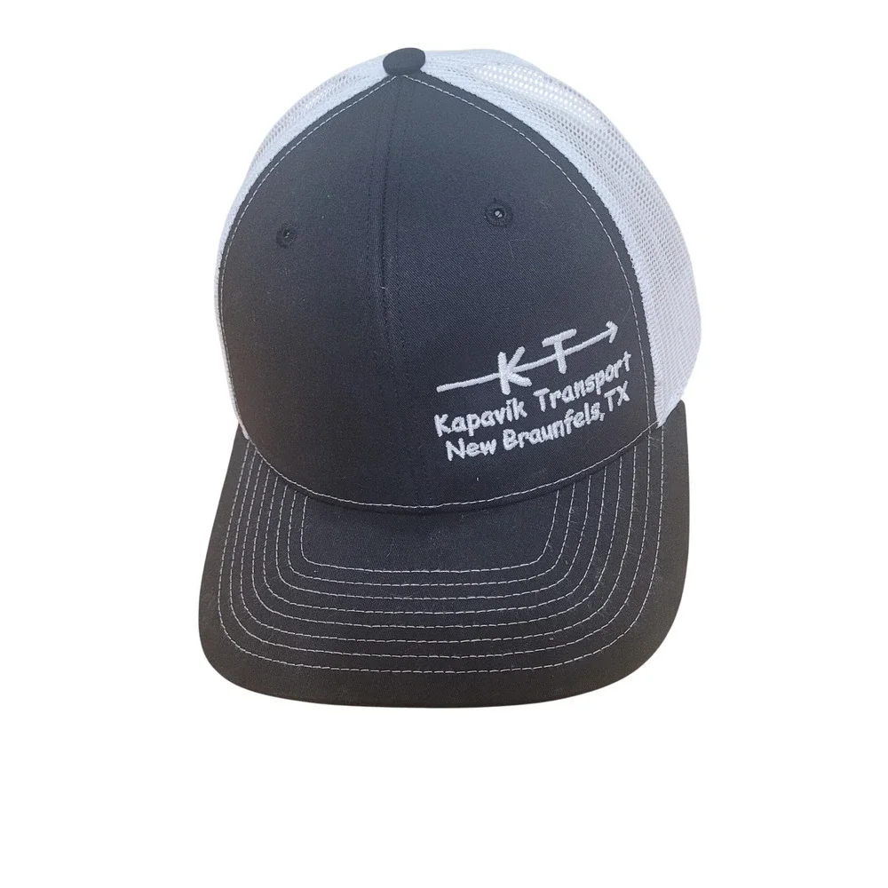 Richardson 112 Trucker Hat Kapavik Transport New Braunfels TX B&W  Snapback